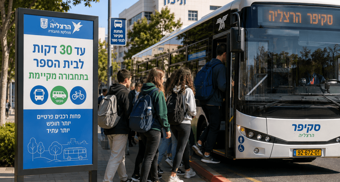 עד 30 דקות לבית הספר: הפיילוט החדש שאמור לשנות את הבוקר בהרצליה