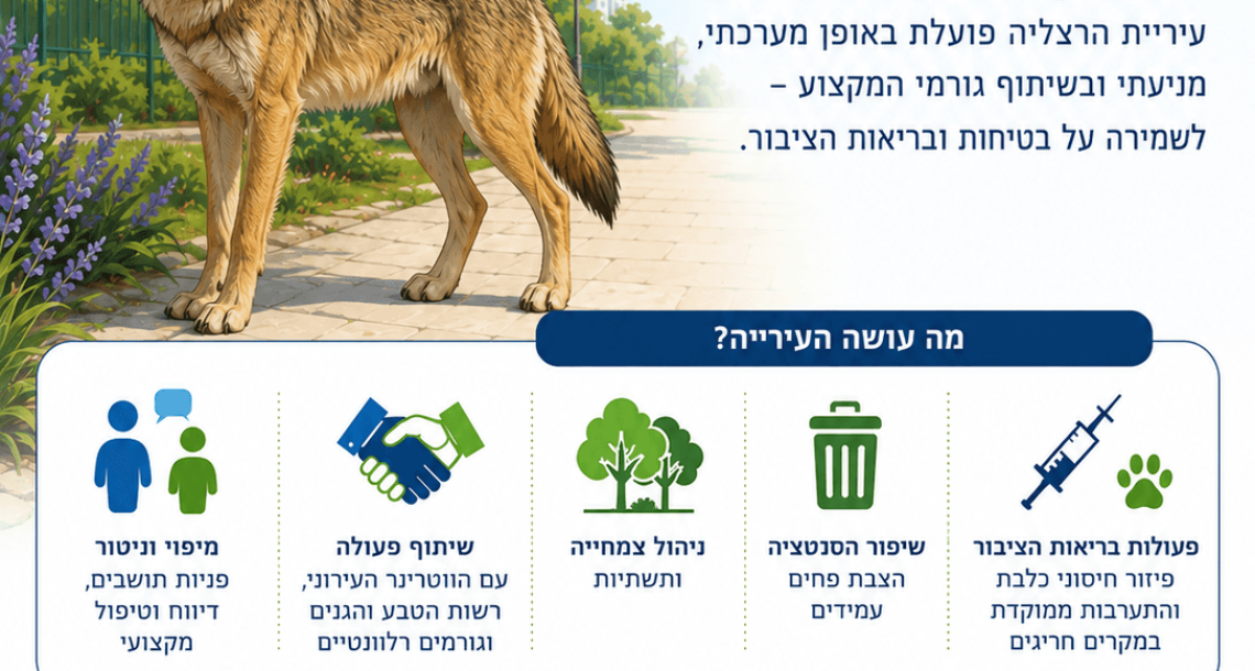 בהרצליה מרגיעים: אין דיווחים על תקיפות תנים בעיר – העירייה יוצאת במהלך מניעה והסברה