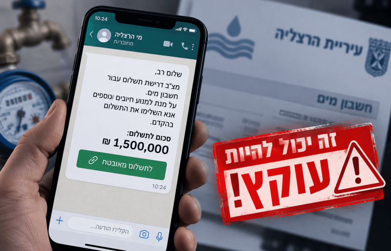 אותה שיטה, סכום גדול בהרבה: אחרי כפר סבא  עוקץ התחזות של 1.5 מיליון שקל בהרצליה